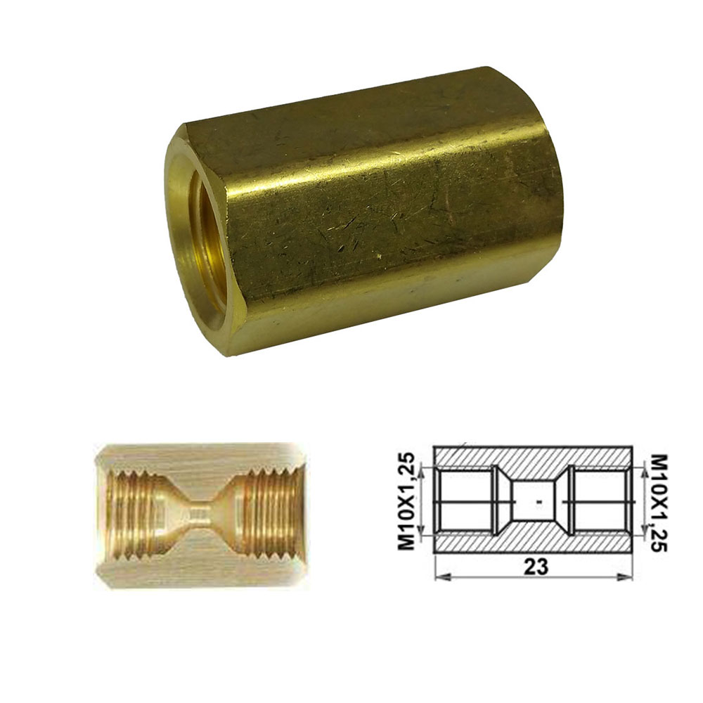 Knuppel spion beschermen Remleiding Koppelstuk M10 x 1.25mm REMLEIDING KOPER